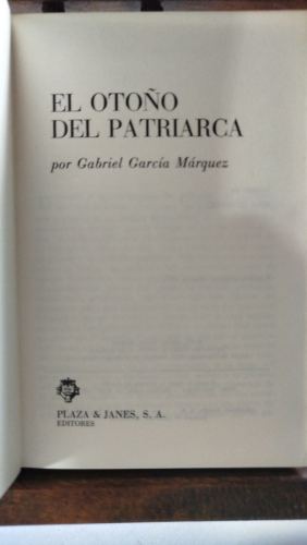 Portada del libro de El otoño del patriarca