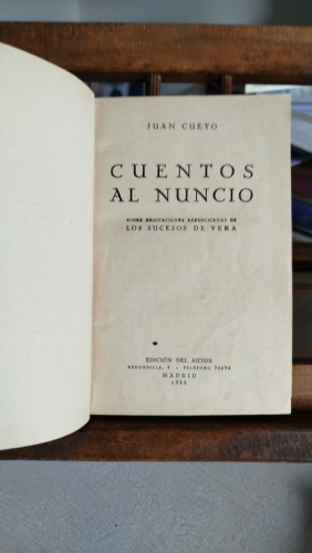 Portada del libro de Cuentos al nuncio: sobre derivaciones republicanas de los sucesos de Vera